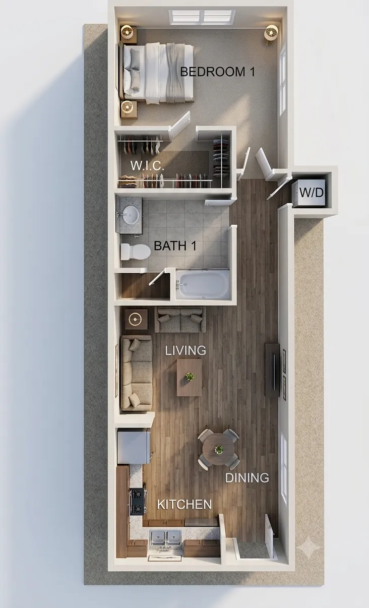 1 Bedroom Residence floor plan